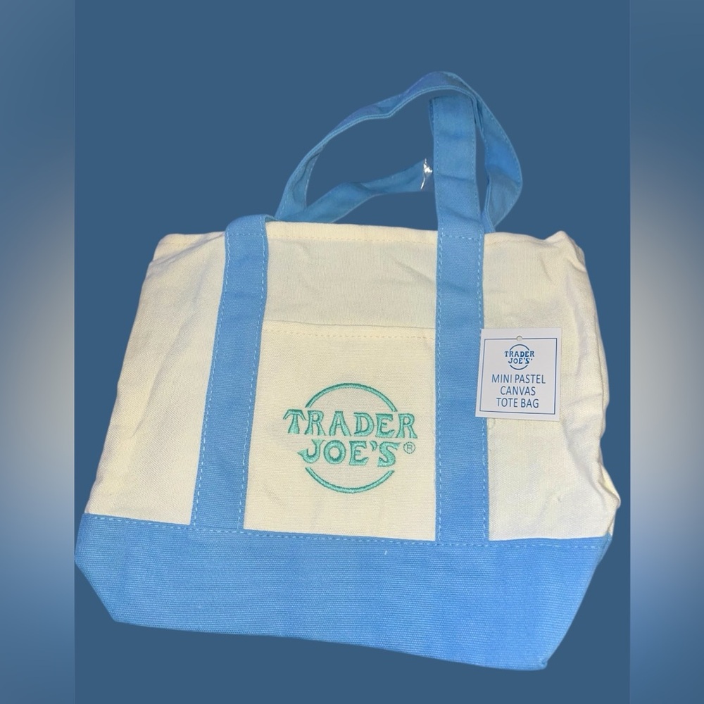 *new* Trader Joe's Mini Blue Pastel Canvas Tote Bag
